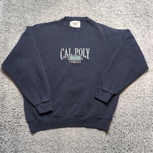 Vintage Cal Poly Pomona Sweater Men Extra Large Blue Dad Embroidered Crew Fleece